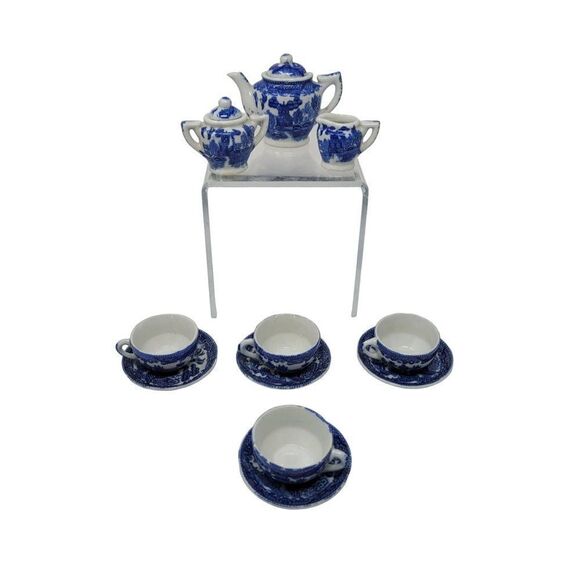 Vintage Blue Willow Porcelain Childrens Doll Tea‎ Party Set Japan Playset Gift - Picture 16 of 16
